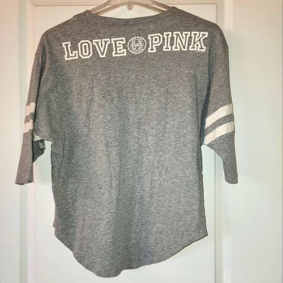 Victoria's Secret PINK Gray 3/4 Sleeve Shirt Small - Picture 2 of 4